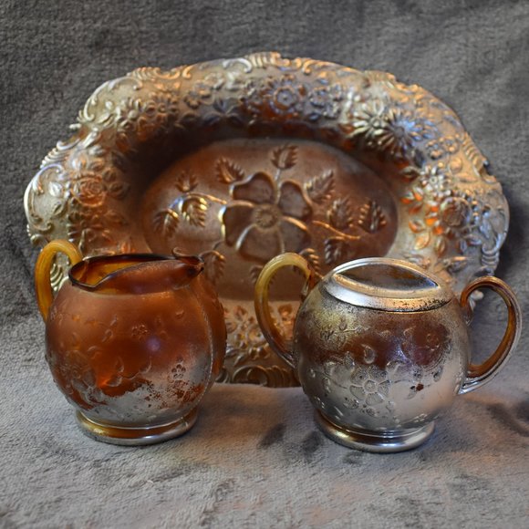 Rare VTG Steri-lite Cream & Sugar Set with Tray - Picture 2 of 15